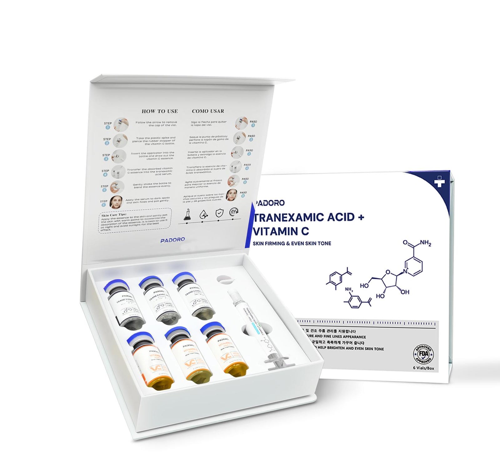 PADORO Tranexamic Acid + Vitamin C Serum Kit - 6 Vials